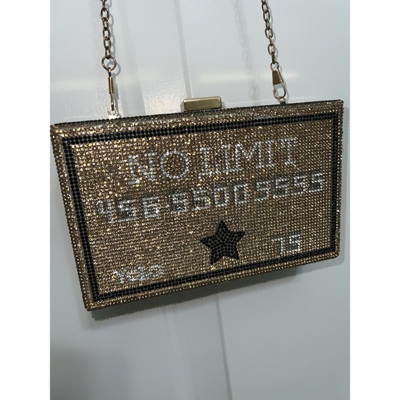 No Limit Rhinestone Clutch Purse Shoulder Bag YOLO Credit Card Money Urban Bling - Picture 4 of 15